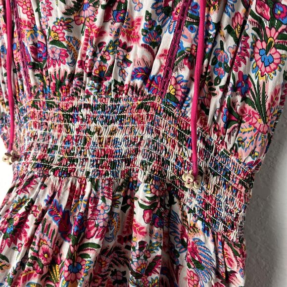 Natural Life Dress Womens Medium Boho Smocked Waist Lightweight Floral Viscose - Picture 4 of 8